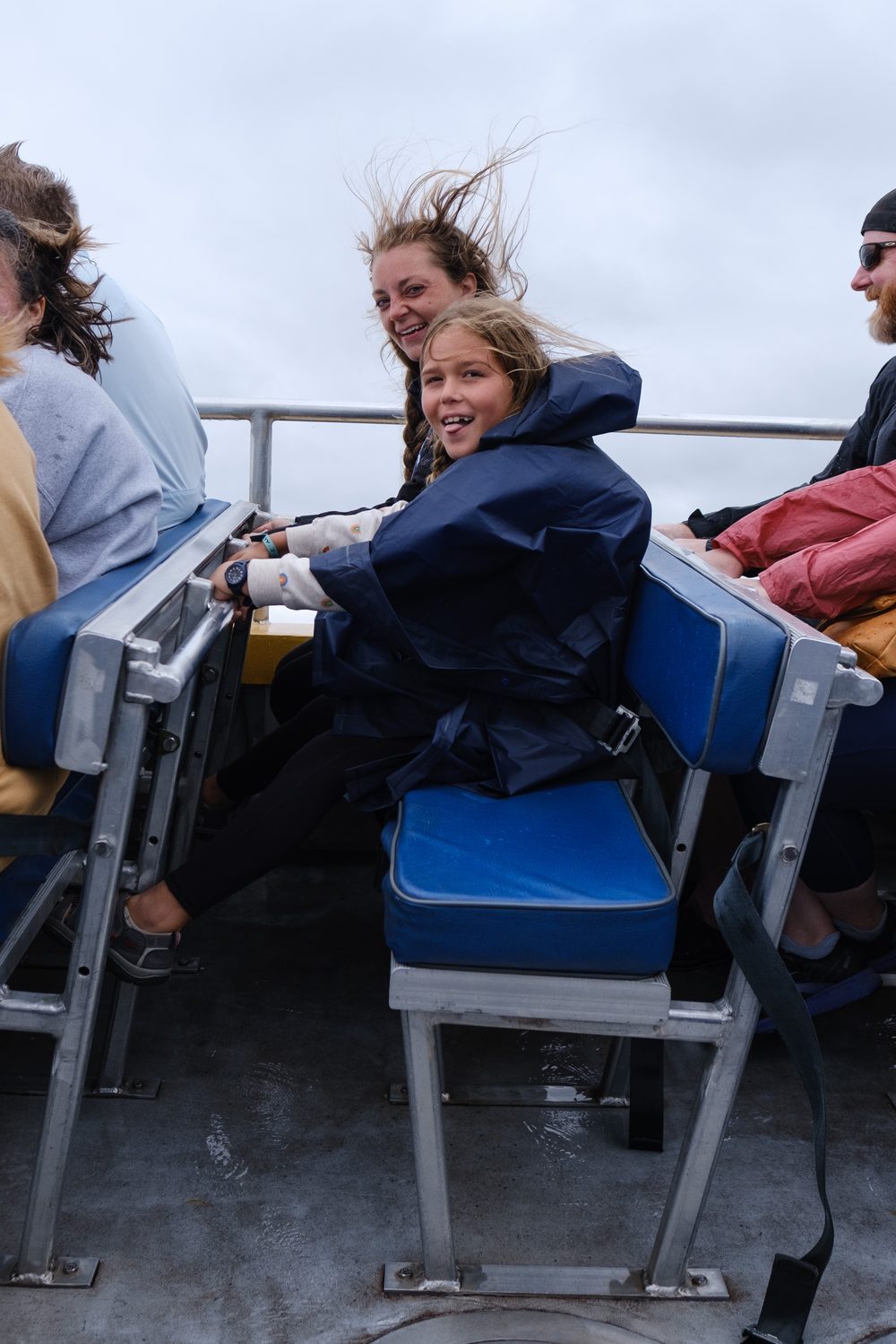Pamela and daughter on a boat